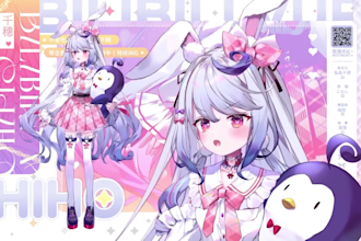 draw and rig 2d vtuber model, live2d vtuber model, vtuber commission, live2d