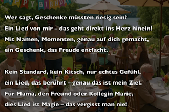 ich mache ein einzigartiges geburtstagslied fuer dich