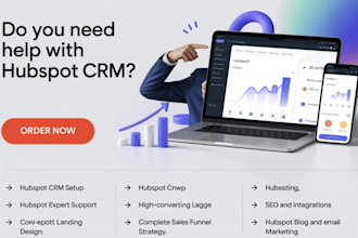 setup hubspot CRM, design ghl and hubspot landing page, website, clone and quote