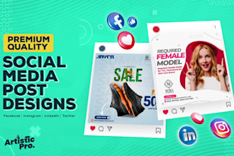 design premium quality instagram facebook and linkedin post