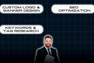 create, setup youtube channel with logo, art, intro, outro