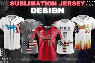 custom sublimation jersey design and sportswear uniform design with 3d mockup
