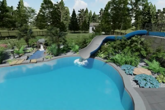 design  swimming pool, ponds,patio,garden,  backyard, landscapes and render 3ds