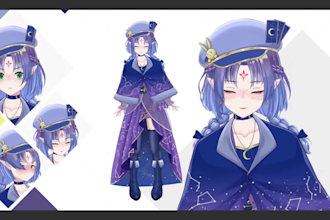 draw and rig 2d vtuber model, live2d vtuber rigging  in live2d or vtuber studio