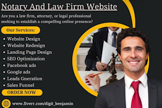 design notary website,lawyer,attorney,law firm website and landing page