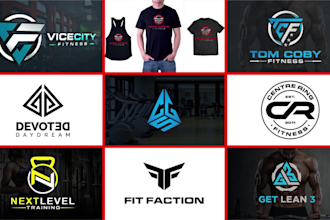 do gym, fitness, monogram, letters and clothing brand logo