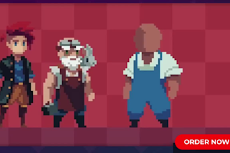 create 8bits pixel art sprite, character animation, game assets for any styles