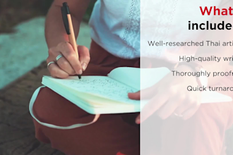 write original thai articles, expert thai writer