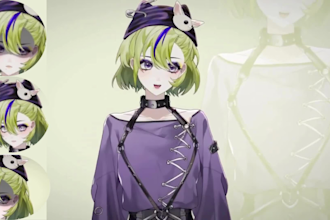 draw male and female 2d vtuber design, live2d vtuber model vtuber outfit and rig