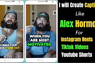 edit and create reels captions tik tok and youtube shorts like alex hormozi