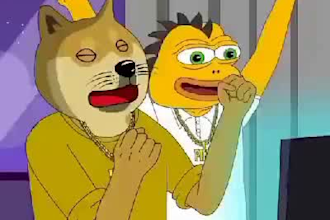 do crypto meme video, 2d memecoin animation, meme coin art illustration solana