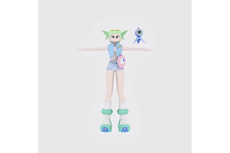 do retro 3d vtuber character low poly model in ps1 psx n64 rig and animate