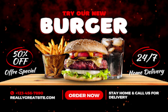 do food menu, burger, pizza poster, flayer in 24 hours