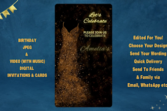 design your jpeg and video digital birthday party invitation