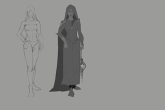 make a concept art design, character, environment