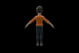 create a low poly 3d character model using blender