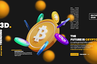 design 3d cryptocurrency bitcoin blockchain token technology crypto coin logo