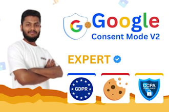setup google consent mode v2, gdpr cookie consent banner ga4 custom report gtm
