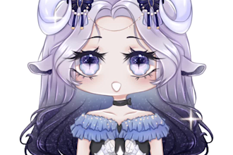 draw your character, oc a super cute chibi GIF illustration