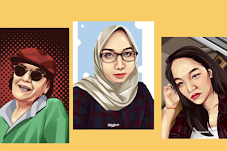 draw vector portrait cartoon for couple, group and family