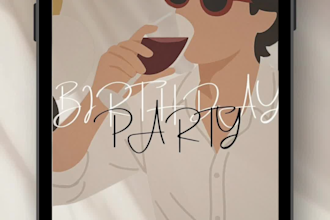 create a digital faceless birthday invitation with your portrait