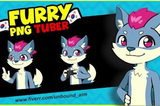 create png tuber or animated GIF tuber fursona for live2d twitch streamer