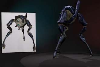 convert your 2d character design into a 3d model