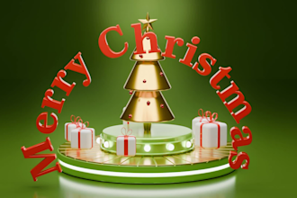 create 3d christmas, new year animation, postcard, illustration