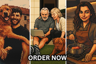 draw professional pixel art nd animation portrait background
