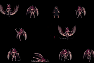 draw 2d sprite sheet animated character rpg game asset pixel art character