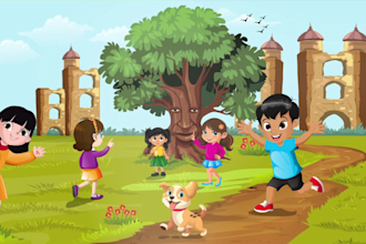 draw modern childrens story or cover book cartoon illustraton