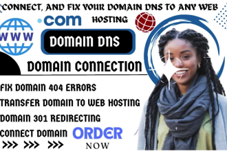 connect and transfer your domain dns name to any web site hosting, domain setup