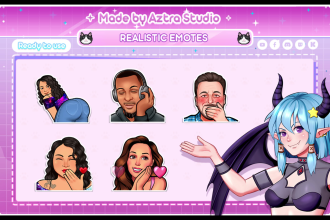 draw custom realistic twitch and discord emotes