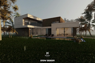 design modern villa exterior and render realistic images