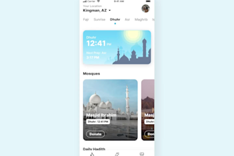 develop mosque app, quran app, qibla finder app, islamic app, prayer timer app