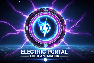 create high voltage electric portal logo animation