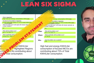 do lean six sigma projects, loss tree analysis, rca and coaching
