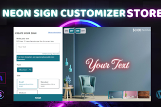 create neon sign customizer website or store on wordpress