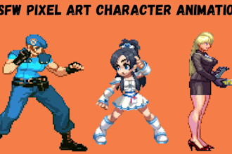 make nsfw pixel art animation pixel character sprite sheet for rpg video games