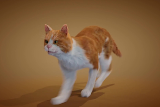 render realistic 3d animal animation, 3d cat design, 3d pet animation dog design