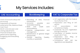 do accounting and bookkeeping for the uae by using quickbooks online, zoho, xero