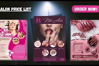 design spa menu, sell sheet, salon price list, or any service price list