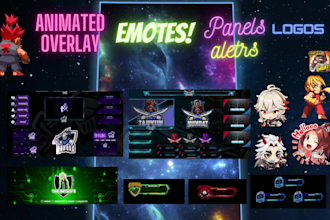 animate twitch and kick overlays, gaming  logo emotes