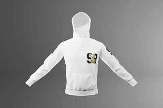 create 3d hoodie mockup rotation animation in high quality