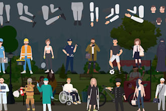 create a separate layered vector cartoon character ready for animation