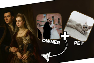 create a custom royal style portrait of you and your pet