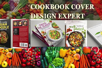design unique, vegan, typography, organic cookbook cover, recipe book in canva