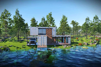 design modern container houses, tiny homes, cabins, kiosks