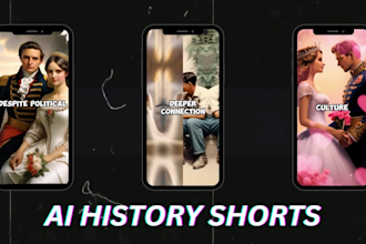 create 100 history youtube shorts, instagram reels, tiktok