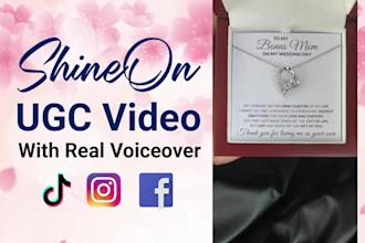 create shineon ugc video for tiktok, fb instagram reels, shineon tiktok video ad